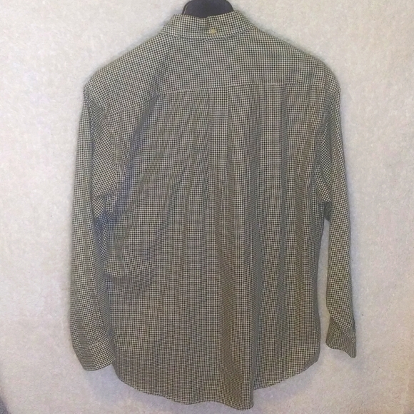 👻Vintage tommy hilfiger button down shirt green and cream color size med - Picture 2 of 3